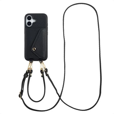 SELENCIA  Coque de t&eacute;lephone Sera avec cordon et porte-cartes enveloppe Apple iPhone 17 - Noir
