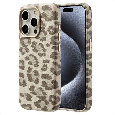 SELENCIA  Coque Sabi imprim&eacute; panth&egrave;re avec MagSafe Apple iPhone 15 Pro - Soft Ivory
