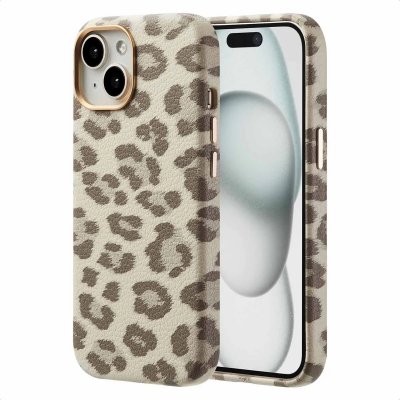 SELENCIA  Coque Sabi imprim&eacute; panth&egrave;re avec MagSafe Apple iPhone 15 - Soft Ivory