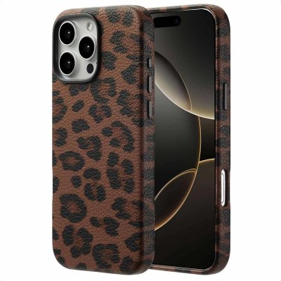 SELENCIA  Coque Sabi imprim&eacute; panth&egrave;re avec MagSafe Apple iPhone 16 Pro Max - Mocha Brown