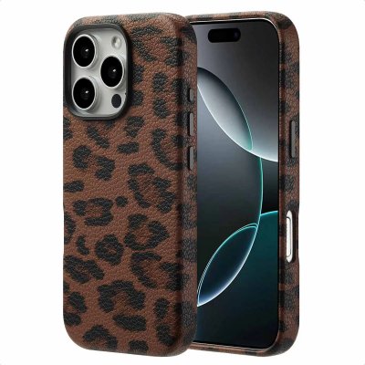 SELENCIA  Coque Sabi imprim&eacute; panth&egrave;re avec MagSafe Apple iPhone 16 Pro - Mocha Brown
