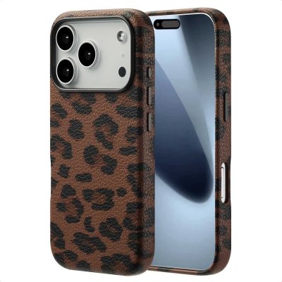SELENCIA  Coque Sabi imprim&eacute; panth&egrave;re avec MagSafe Apple iPhone 17 Pro - Mocha Brown