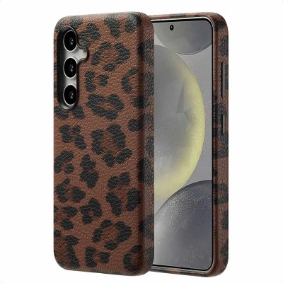 SELENCIA  Coque Sabi imprim&eacute; panth&egrave;re avec MagSafe Samsung Galaxy S24 - Mocha Brown