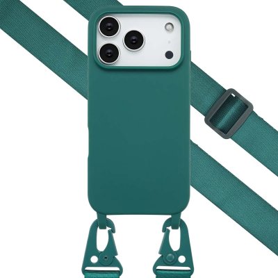 SELENCIA  Coque silicone avec cordon amovible Apple iPhone 17 Pro - Vert fonc&eacute;