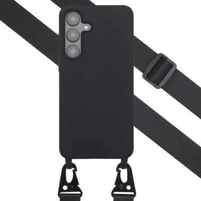 SELENCIA  Coque silicone avec cordon amovible Samsung Galaxy S25 FE - Noir