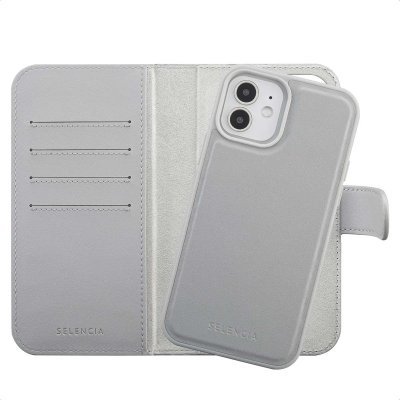SELENCIA  &Eacute;tui portefeuille amovible Olyn avec MagSafe Apple iPhone 12 (Pro) - Gris