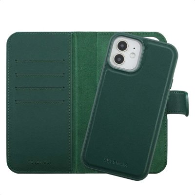 SELENCIA  &Eacute;tui portefeuille amovible Olyn avec MagSafe Apple iPhone 12 (Pro) - Vert