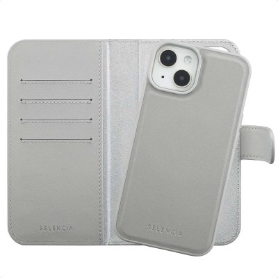 SELENCIA  &Eacute;tui portefeuille amovible Olyn avec MagSafe Apple iPhone 14 / 13 - Gris