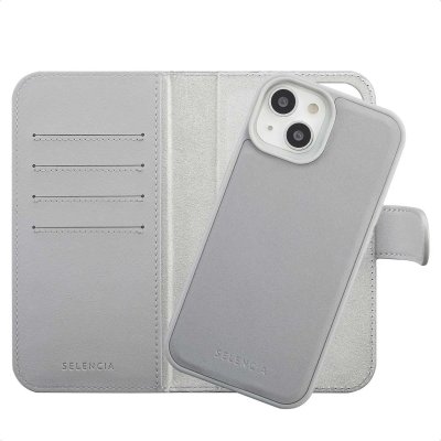 SELENCIA  &Eacute;tui portefeuille amovible Olyn avec MagSafe Apple iPhone 15 - Gris