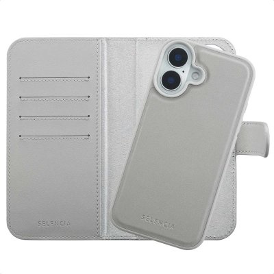 SELENCIA  &Eacute;tui portefeuille amovible Olyn avec MagSafe Apple iPhone 16 - Gris