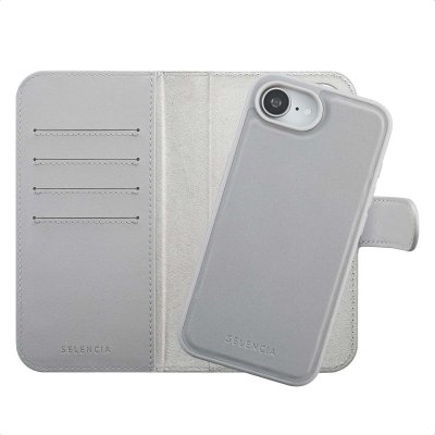 SELENCIA  &Eacute;tui portefeuille amovible Olyn avec MagSafe Apple iPhone 16e - Gris