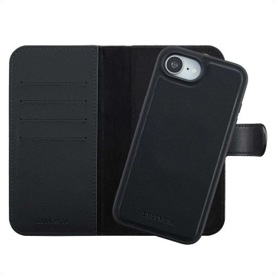 SELENCIA  &Eacute;tui portefeuille amovible Olyn avec MagSafe Apple iPhone 16e - Noir