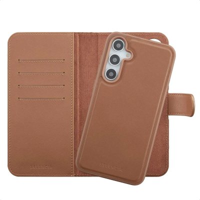 SELENCIA  &Eacute;tui portefeuille amovible Olyn avec MagSafe Samsung Galaxy A35 / A55 - Marron