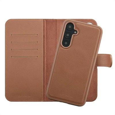 SELENCIA  &Eacute;tui portefeuille amovible Olyn avec MagSafe Samsung Galaxy A55 - Marron