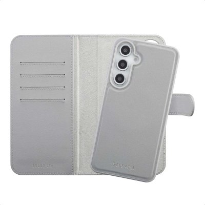 SELENCIA  &Eacute;tui portefeuille amovible Olyn avec MagSafe Samsung Galaxy S24 FE - Gris