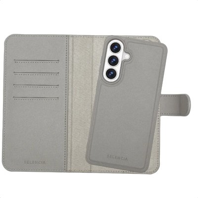 SELENCIA  &Eacute;tui portefeuille amovible Olyn avec MagSafe Samsung Galaxy S26 Plus - Gris
