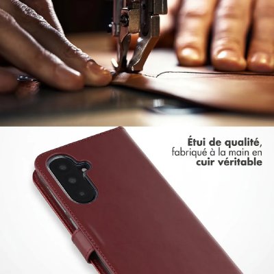 SELENCIA  &Eacute;tui portefeuille en cuir v&eacute;ritable Samsung Galaxy A37 (5G) - Burgundy