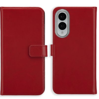 SELENCIA  &Eacute;tui portefeuille en cuir v&eacute;ritable Samsung Galaxy S25 Edge - Rouge