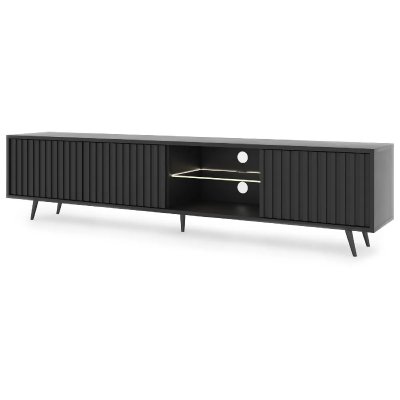 SELSEY  Bello Meuble TV, M&eacute;lamine, Noir, 175 cm