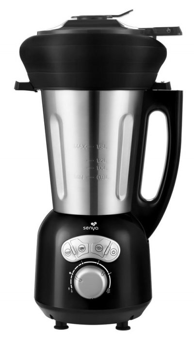 SENYA  blender chauffant cook&ice 1400w noir et son panier vapeur en silicone de 2l