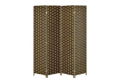 S&eacute;parateur de pi&egrave;ces 4 panneaux pliables chocolat paille