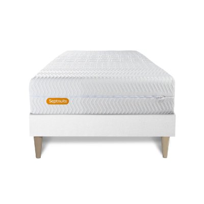 SEPTNUITS  - Ensemble matelas et sommier Memo Bio blanc - 90x200 cm