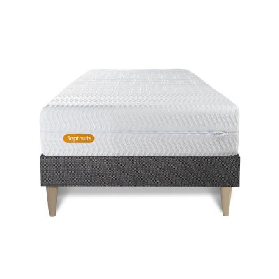 SEPTNUITS  - Ensemble matelas et sommier Memo Bio gris fonc&eacute; - 90x200 cm