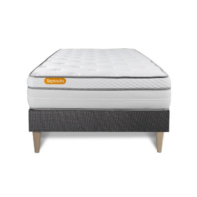 SEPTNUITS  - Ensemble matelas et sommier Memo Luxe gris - 90x200 cm