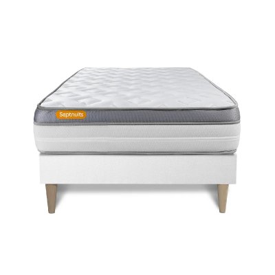 SEPTNUITS  Memo Zen - Matelas 90x200 cm + sommier - Blanc