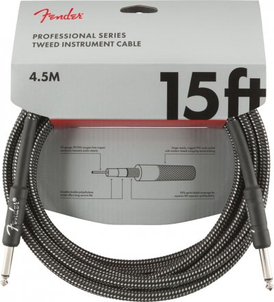 FENDER Serie Professionnelle - C&acirc;ble jack-jack droit - 4,5 m - tweed gris