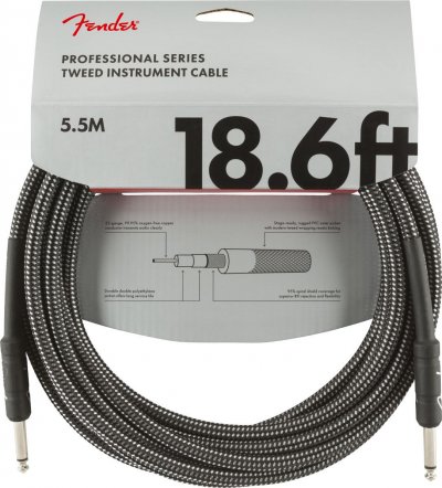 FENDER Serie Professionnelle - C&acirc;ble jack-jack droit - 5,5 m - tweed gris