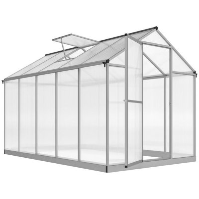 OUTSUNNY Serre de jardin aluminium polycarbonate fondation lucarne porte