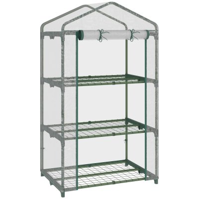 OUTSUNNY Serre de jardin balcon 3 &eacute;tag&egrave;res m&eacute;tal PVC