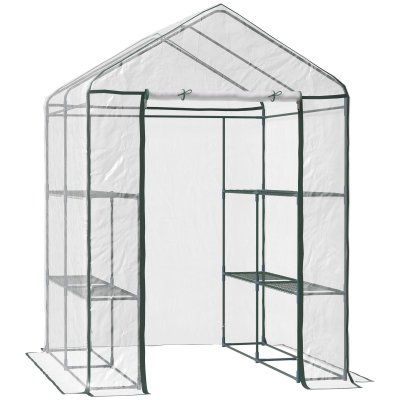 HOMCOM SERRE DE JARDIN TENTE B&Acirc;CHE PVC TRANSPARENT TUBE E
