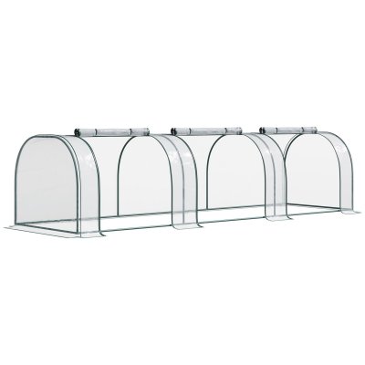 OUTSUNNY Serre de jardin tunnel b&acirc;che PVC m&eacute;tal &eacute;poxy vert