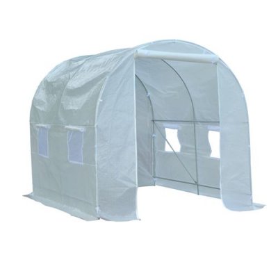 OUTSUNNY Serre de jardin tunnel surface sol 5 m&sup2; blanc