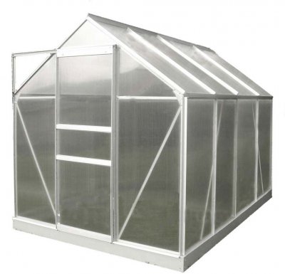 CHALET & JARDIN Serre polycarbonate Diamant grise 3.6 m&sup2; + base - Ch&acirc;let-Jardin