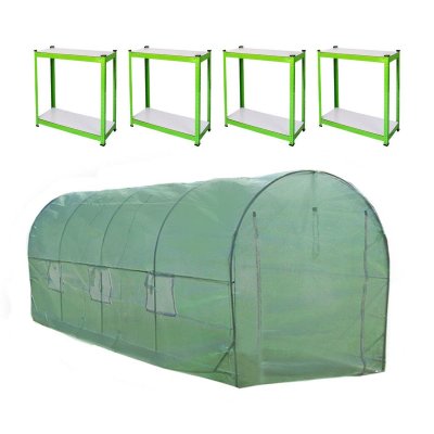 MONSTERSHOP Serre Polytunnel 25mm 6m x 3m avec Etag&egrave;res