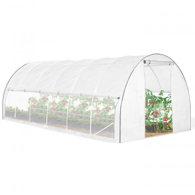 IDMARKET Serre tunnel de jardin 18m&sup2; blanche relevable avec moustiquaire