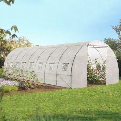 IDMARKET Serre tunnel de jardin 24M&sup2; blanche gamme mara&icirc;ch&egrave;re DES ANDES 8x3M