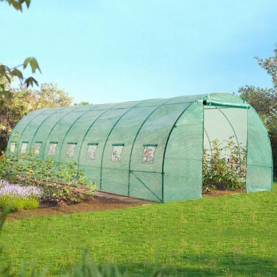 IDMARKET Serre tunnel de jardin 24M&sup2; verte gamme mara&icirc;ch&egrave;re DES ANDES 8x3M