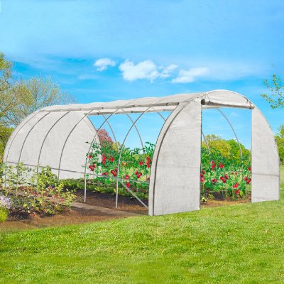 IDMARKET Serre tunnel de jardin 4 saisons 18M&sup2; blanche gamme mara&icirc;ch&egrave;re CRIM&Eacute;E 6x3M
