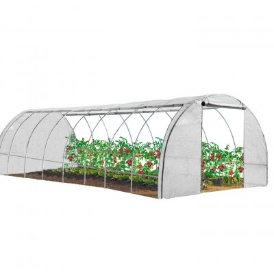 IDMARKET Serre tunnel de jardin 4 saisons 24M&sup2; blanche gamme mara&icirc;ch&egrave;re DES ANDES 8x3M