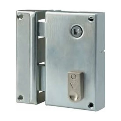VACHETTE Serrure &agrave; cl&eacute; b&eacute;narde verticale p&ecirc;ne dormant pour grille - gaucge