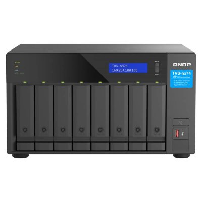 QNAP Serveur NAS QTS Hero TVS-h874 32Go SATA 6Gb/s 8 Baies RAID 60 Noir