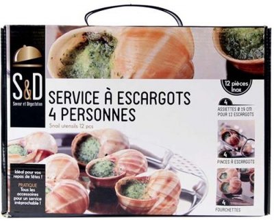 GENERIQUE Service &agrave; escargots 12 pi&egrave;ces ""cook"" 19cm argent