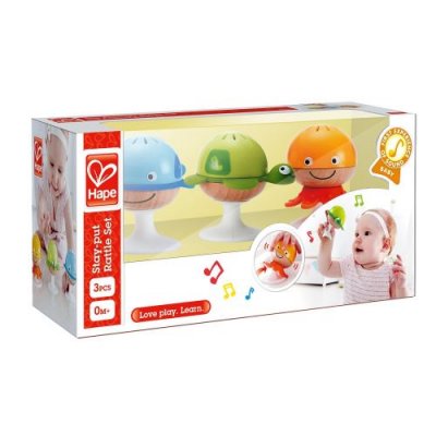 HAPE Set 3 hochets ventouse animaux 