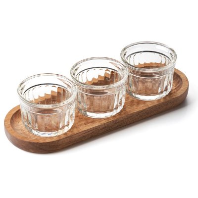 LA ROCHERE Set Ap&eacute;ro avec plateau en accacia en verre transparent