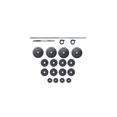  Set barres + halt&egrave;res 93 KG - FITLIFE - En acier - Tout Inclus ( barres, disques, stoppers )