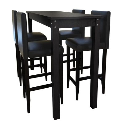 Set de 1 table de bar et 4 tabourets noir vidaXL - N/A